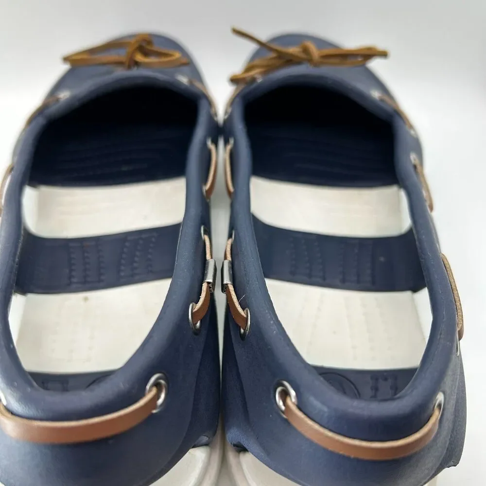Crocs Women's Navy White Beach Line Slip-On Boat Shoes Size 9 - Picture 6 of 13